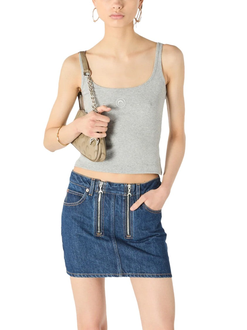 Marine Serre Midnight Blue Denim Mini Skirt