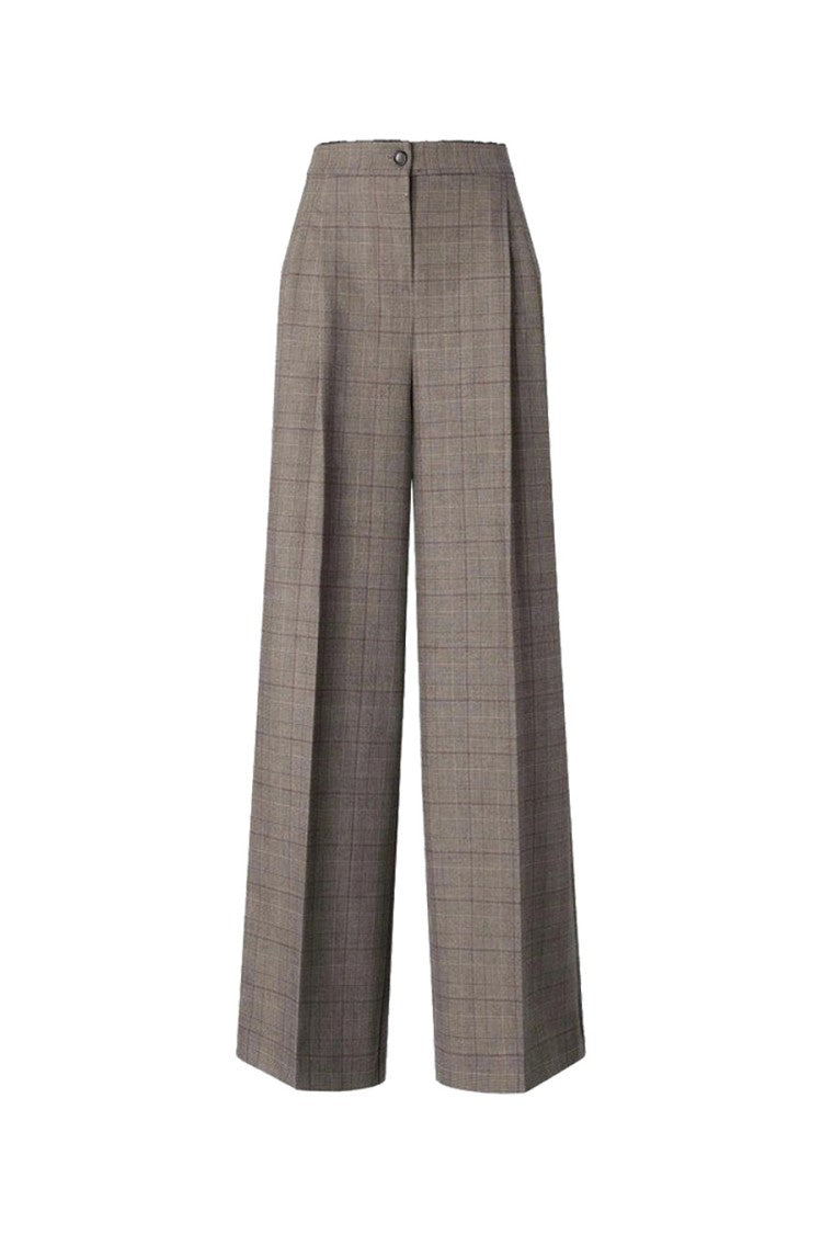 Pinko Grey Plaid Check Wide-Leg Trousers