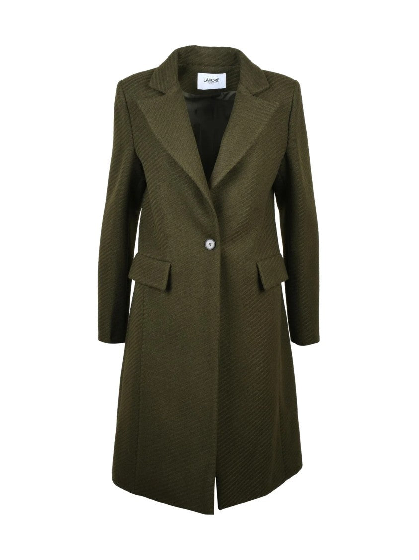 Lakore Green Fitted Wool-Blend Coat