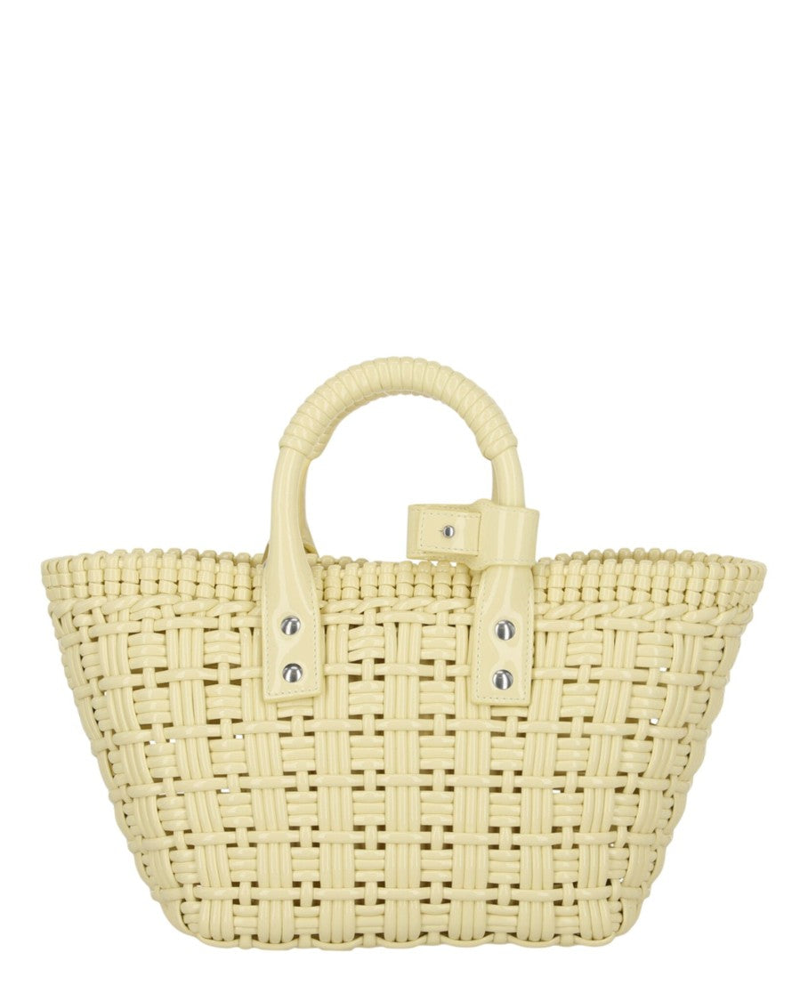 Balenciaga Woven Patent Basket Bag With Adjustable Strap