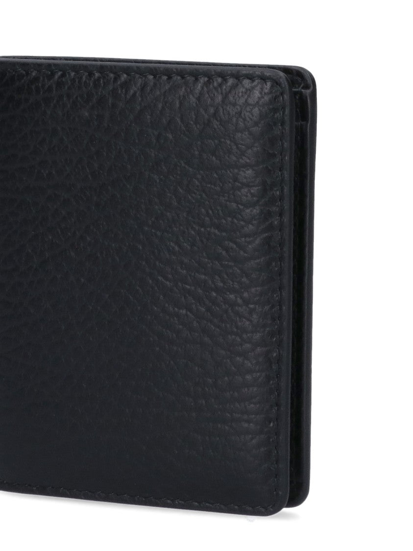 Maison Margiela Textured Leather Bi-Fold Wallet With White Stitching Details