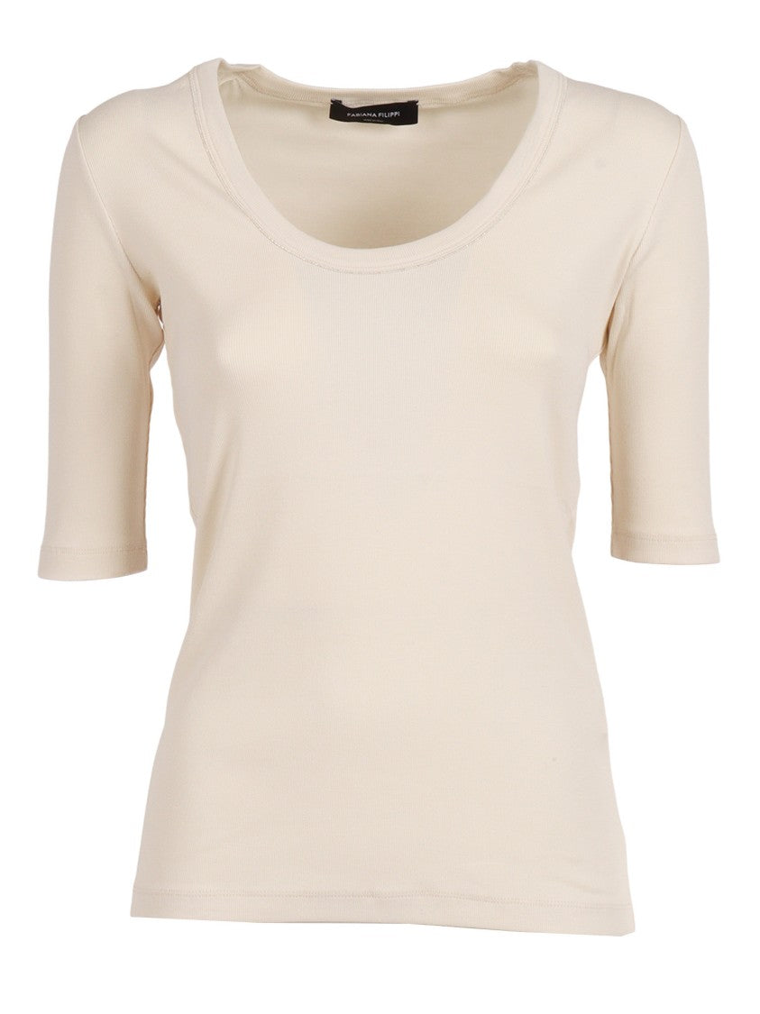 Fabiana Filippi Burro Ribbed Jersey Elbow Top