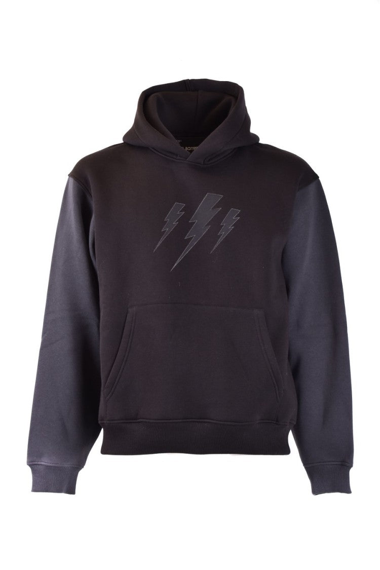 Neil Barrett Relaxed Fit Black Sweatshirt Lightning Bolt