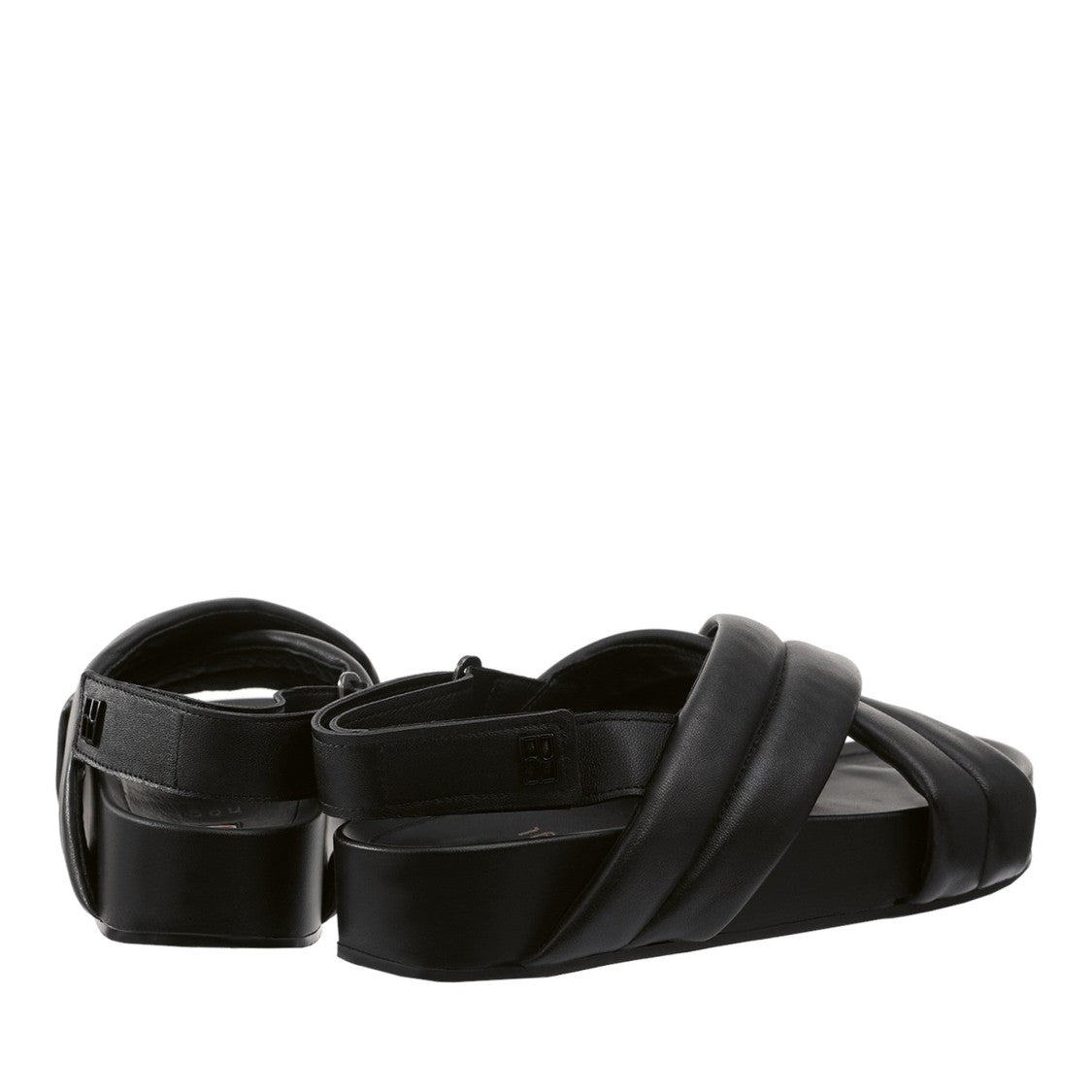 Högl Black Wedge Padded Leather Sandals