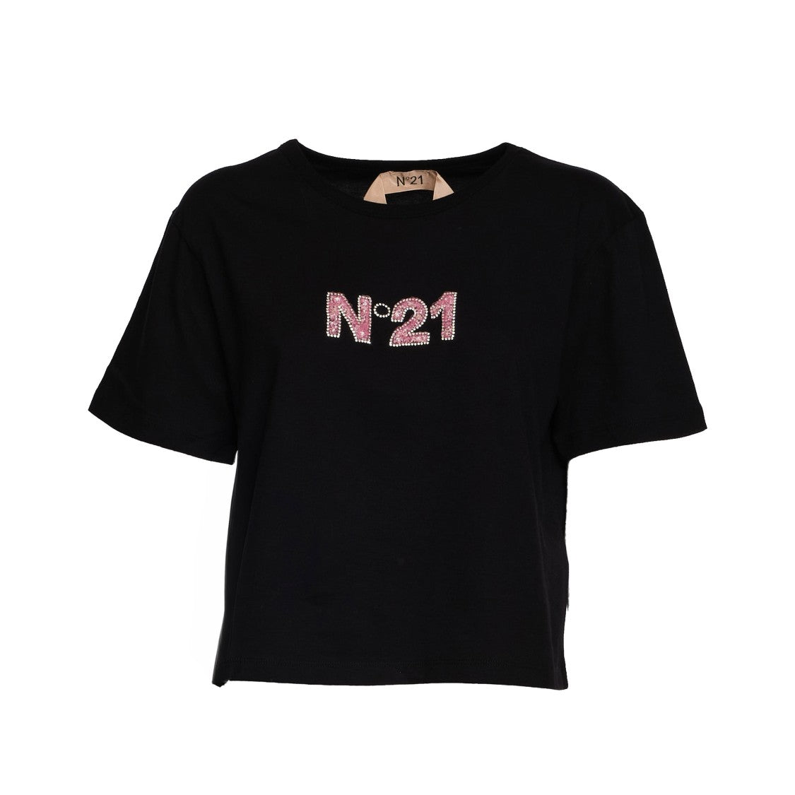 N°21 Cropped Shimmer Embellished Casual T-Shirt