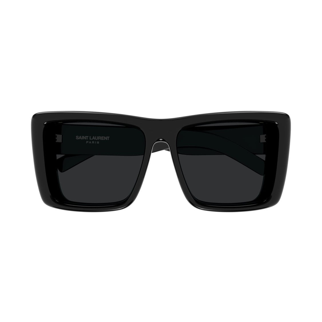 Saint Laurent Oversized Square Sunglasses With Glossy Frame And Gold Accents