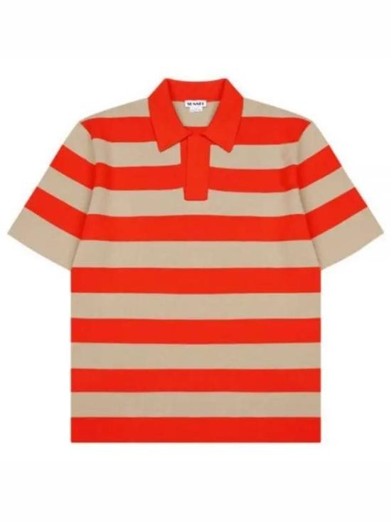 Sunnei Striped Short-Sleeved Polo Shirt With Minimalistic Design