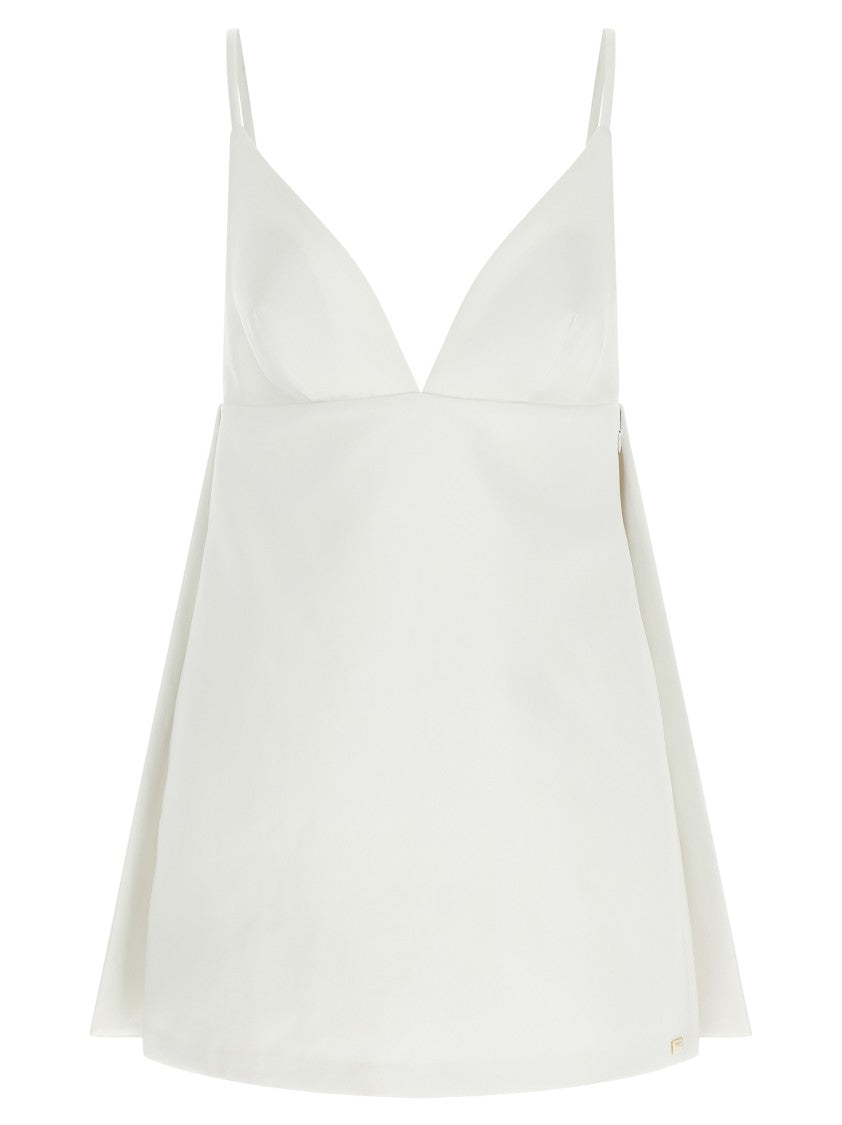 Elisabetta Franchi Duchesse Mini Dress With Innovative Back Cape Design