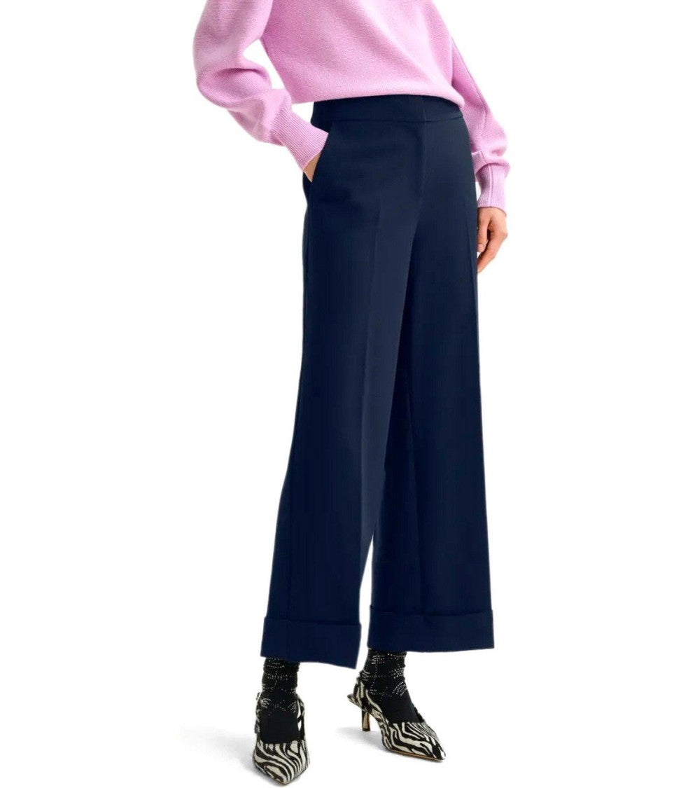 Essentiel Antwerp Imo Navy Blue Cropped Trousers