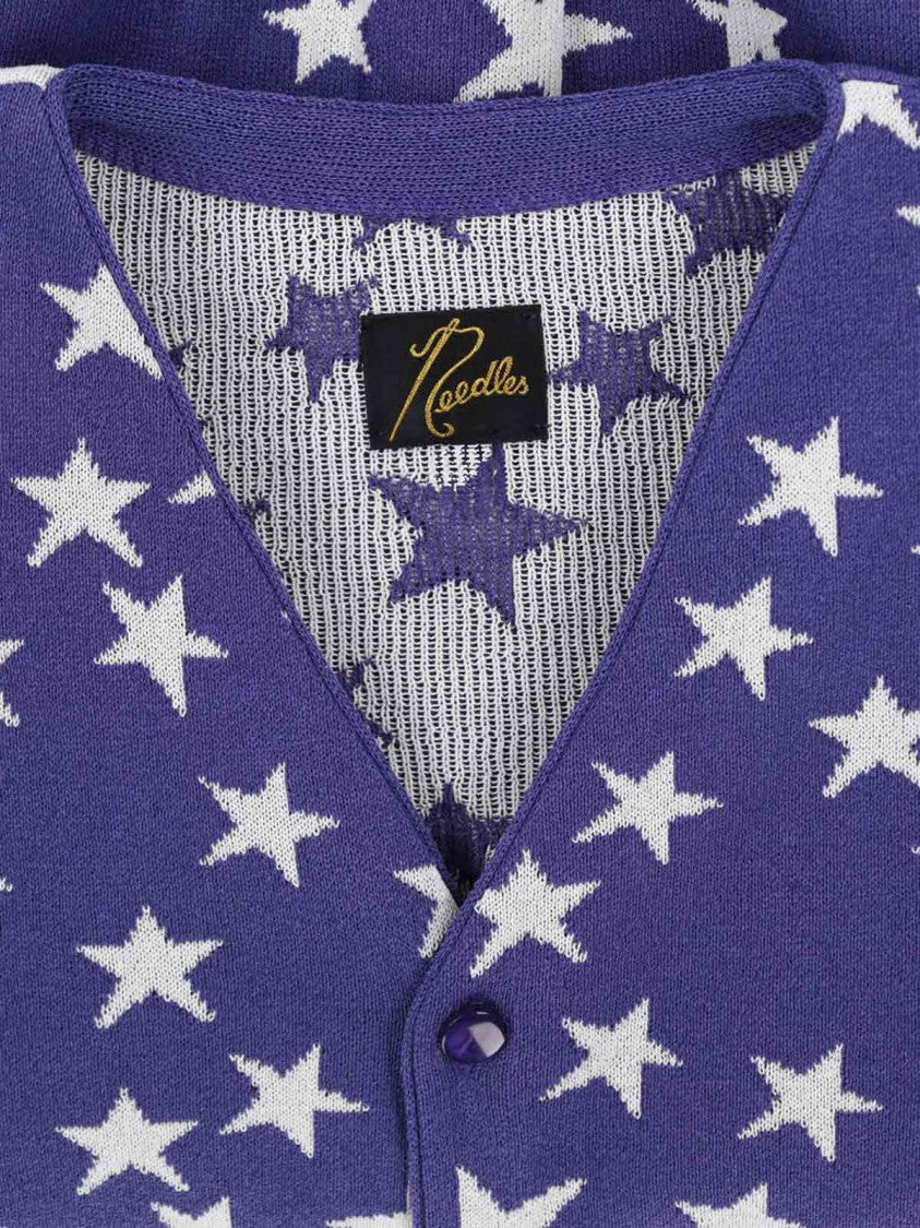 Needles V-Neck Cardigan With Stars – Purple