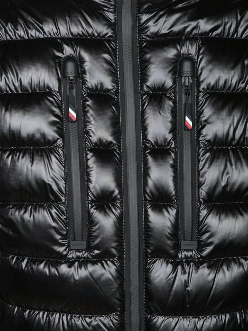 Moncler Sleek Shiny Padded Jacket With High Collar