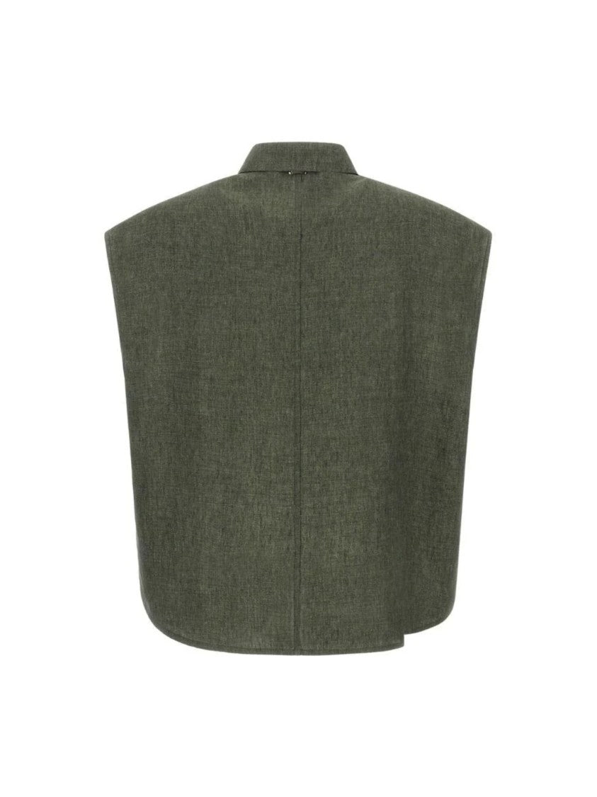 Herno Green Structured Collar Linen Shirt