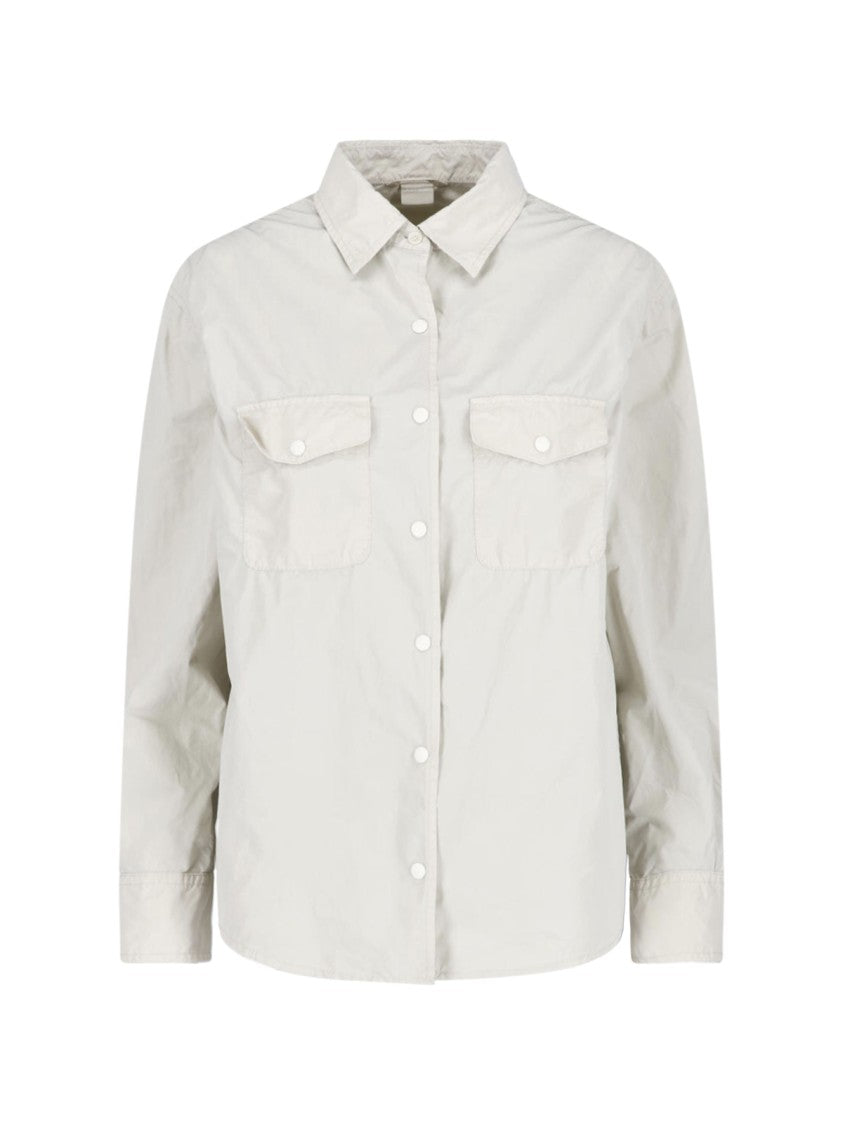 Aspesi Neutral Classic Collar Snap Button Shirt