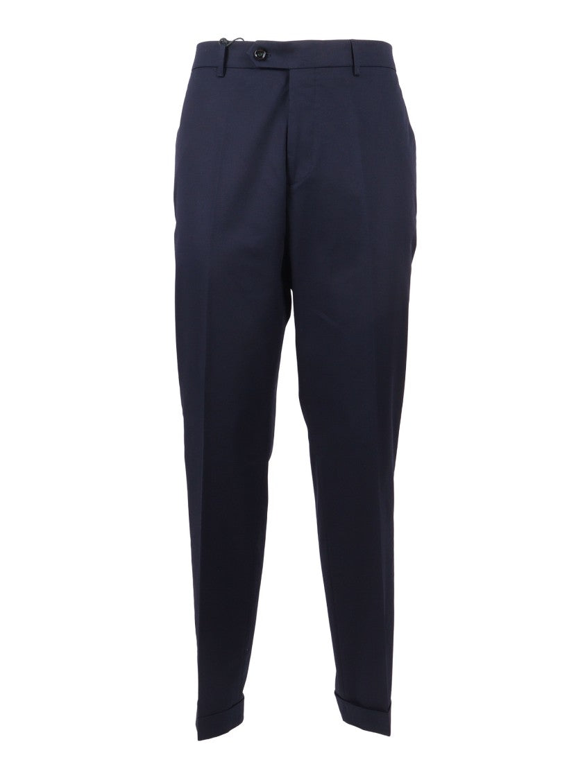 Berwich Blue Yretro Long Tailored Straight-Leg Pants
