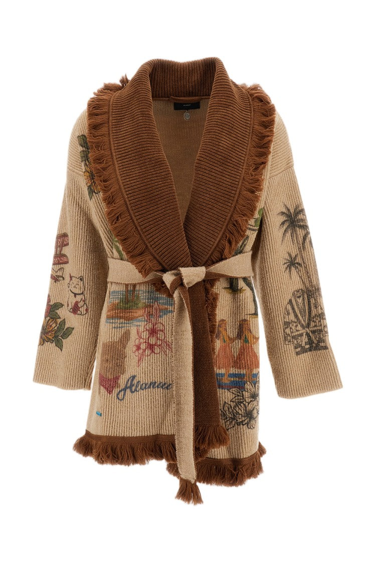 Alanui The Decade Ribbed Wool-Blend Graphic Cardigan
