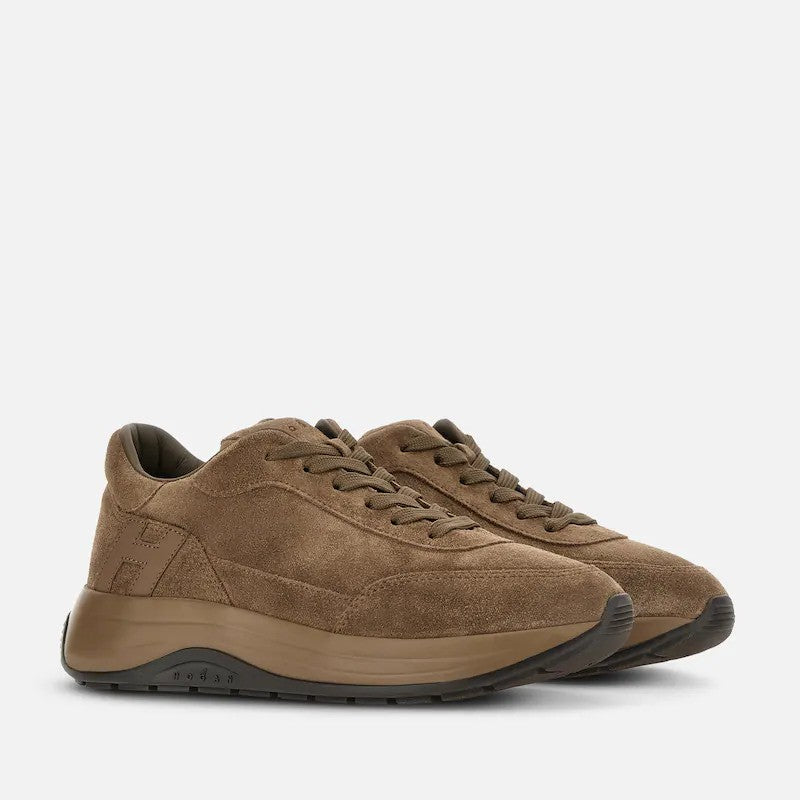 Hogan Beige Dark Calfskin Low-Top Sneakers