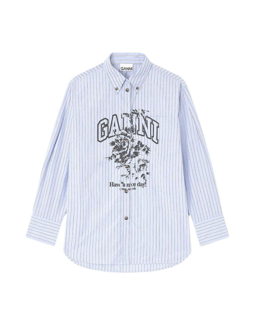 Ganni Stripe Cotton Oversized Shirt