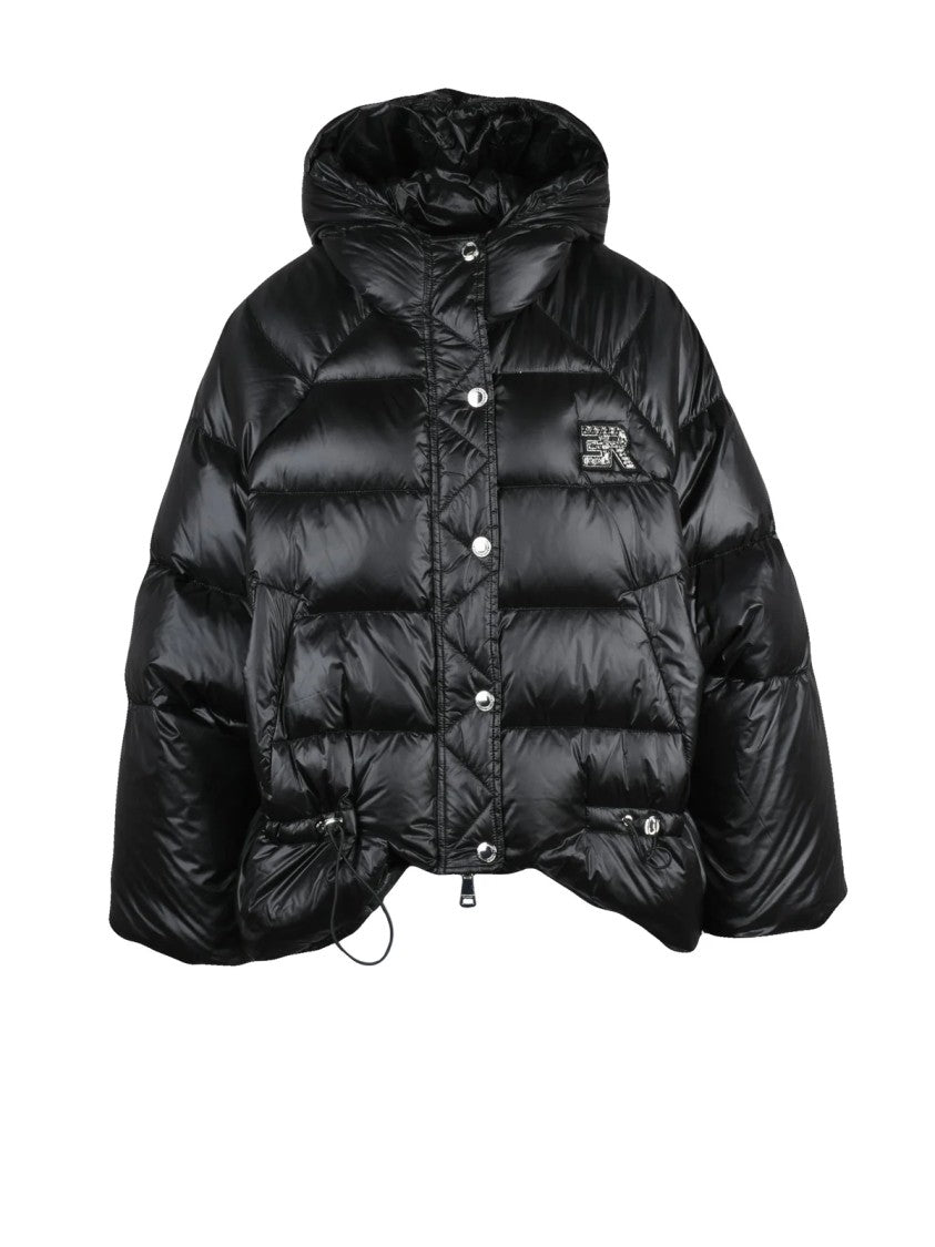 Ermanno Firenze Black Polyamide Hooded Down Jacket
