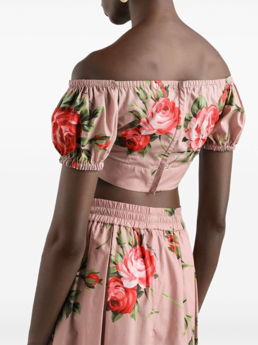 Dolce & Gabbana Floral Off-Shoulder Crop Top