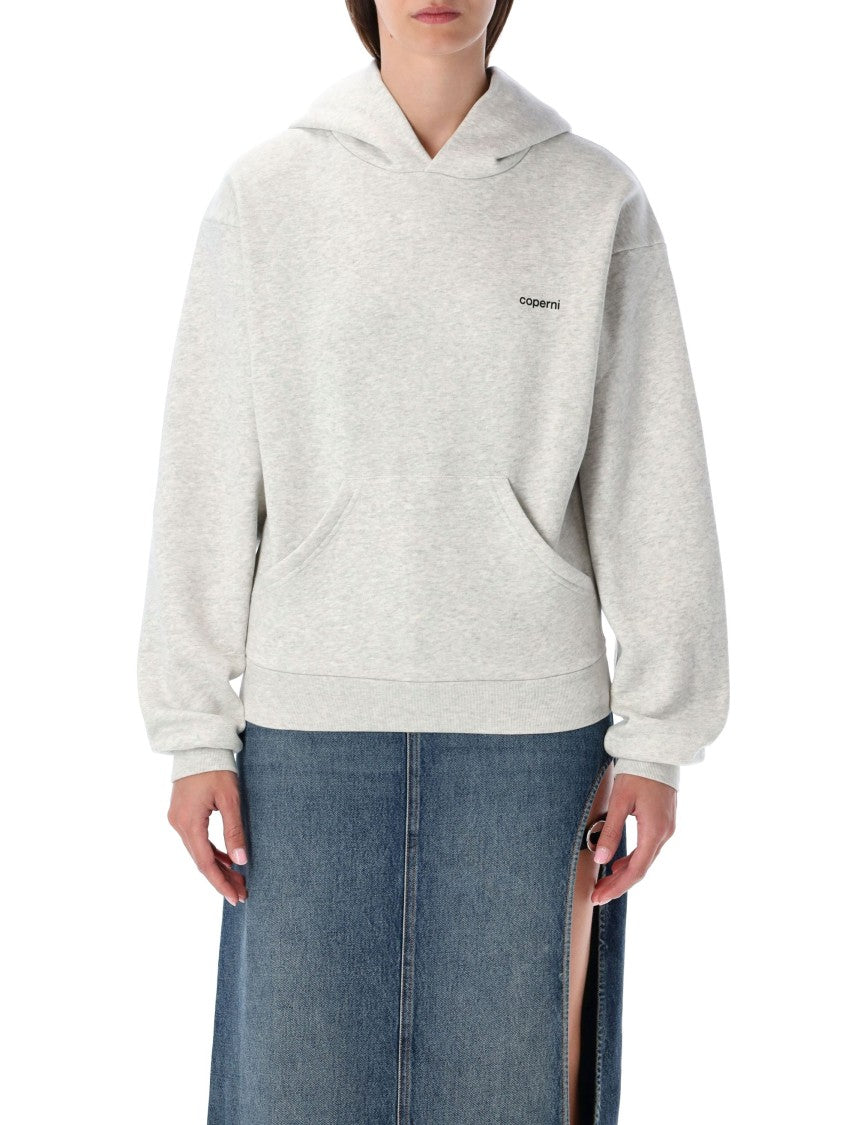 Coperni Relaxed Fit Light Grey Horn Hoodie With Subtle Logo