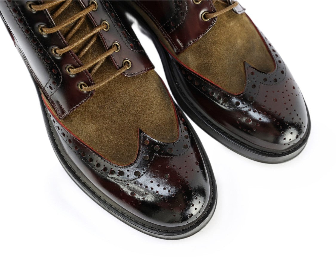 Ton Gout Brogue Lace-Up Ankle Boots Textured Detailing