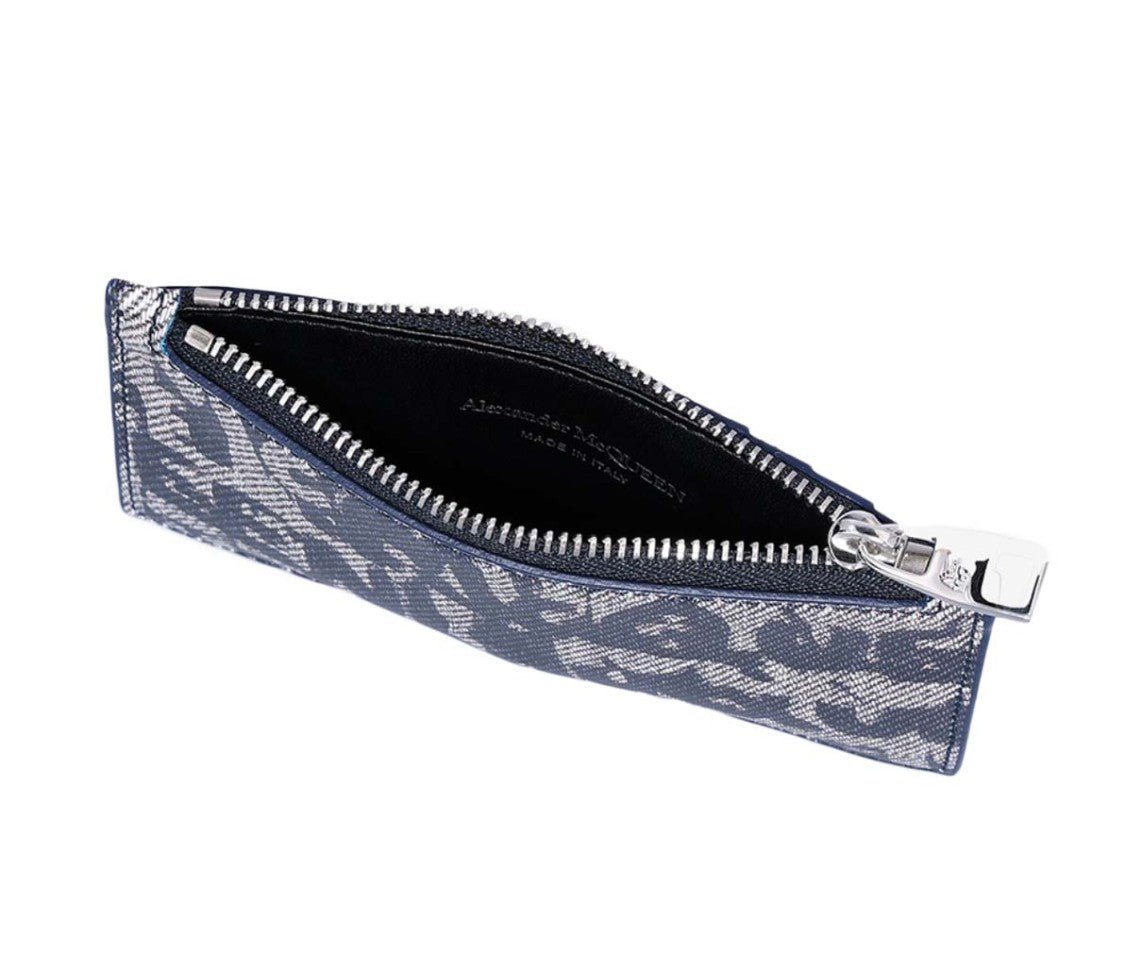 Alexander Mcqueen Textured Calf Leather Wallet With Zip Closure