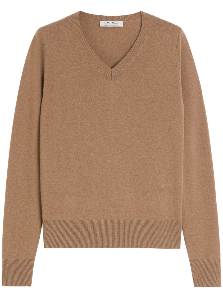 Max Mara V-Neck Wool Sweater With Ribbed Detailing