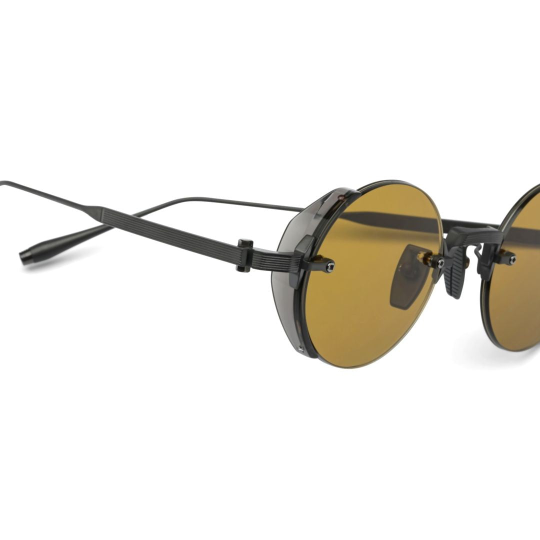 Akoni Jupiter Round Amber-Tinted Sunglasses With Textured Detailing