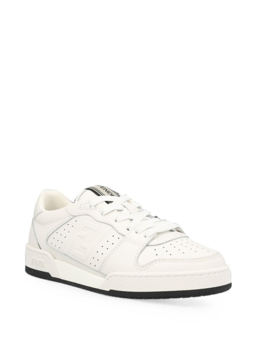 Fendi White Perforated Lace-Up Sneakers