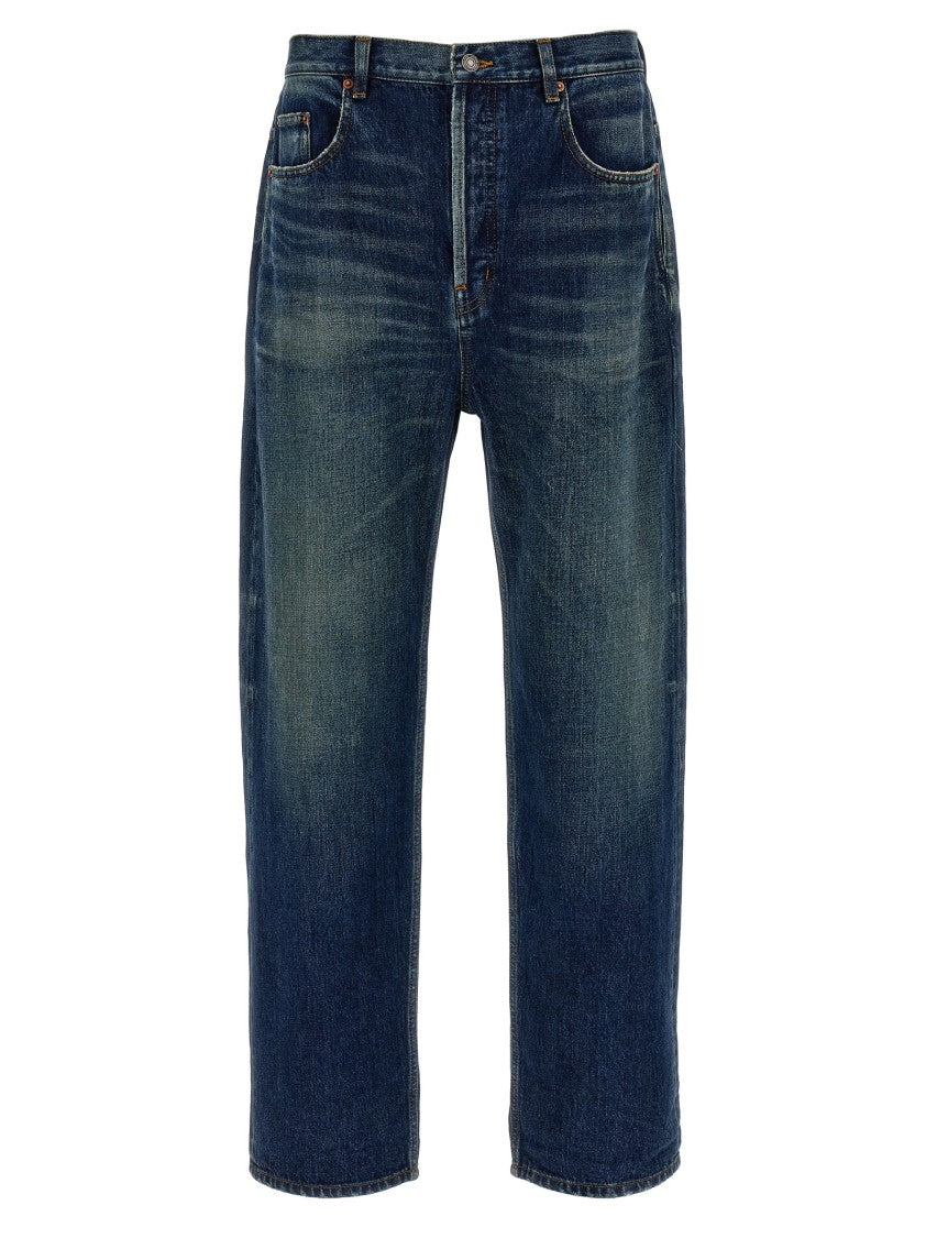 Saint Laurent Straight Leg Stonewashed Denim Jeans