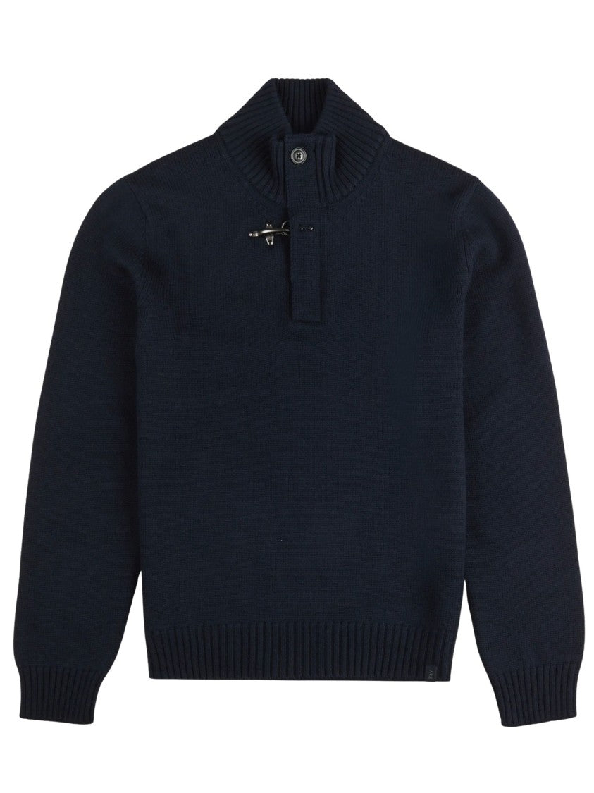 Fay Dark Blue Virgin Wool Turtleneck