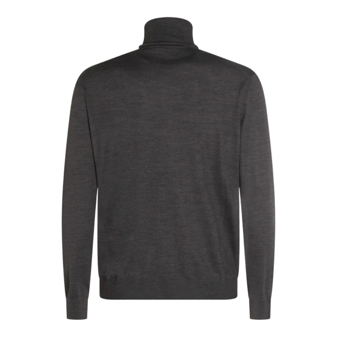 Malo Fitted Grey Turtleneck Sweater With Ribbed Cuffs And Hem