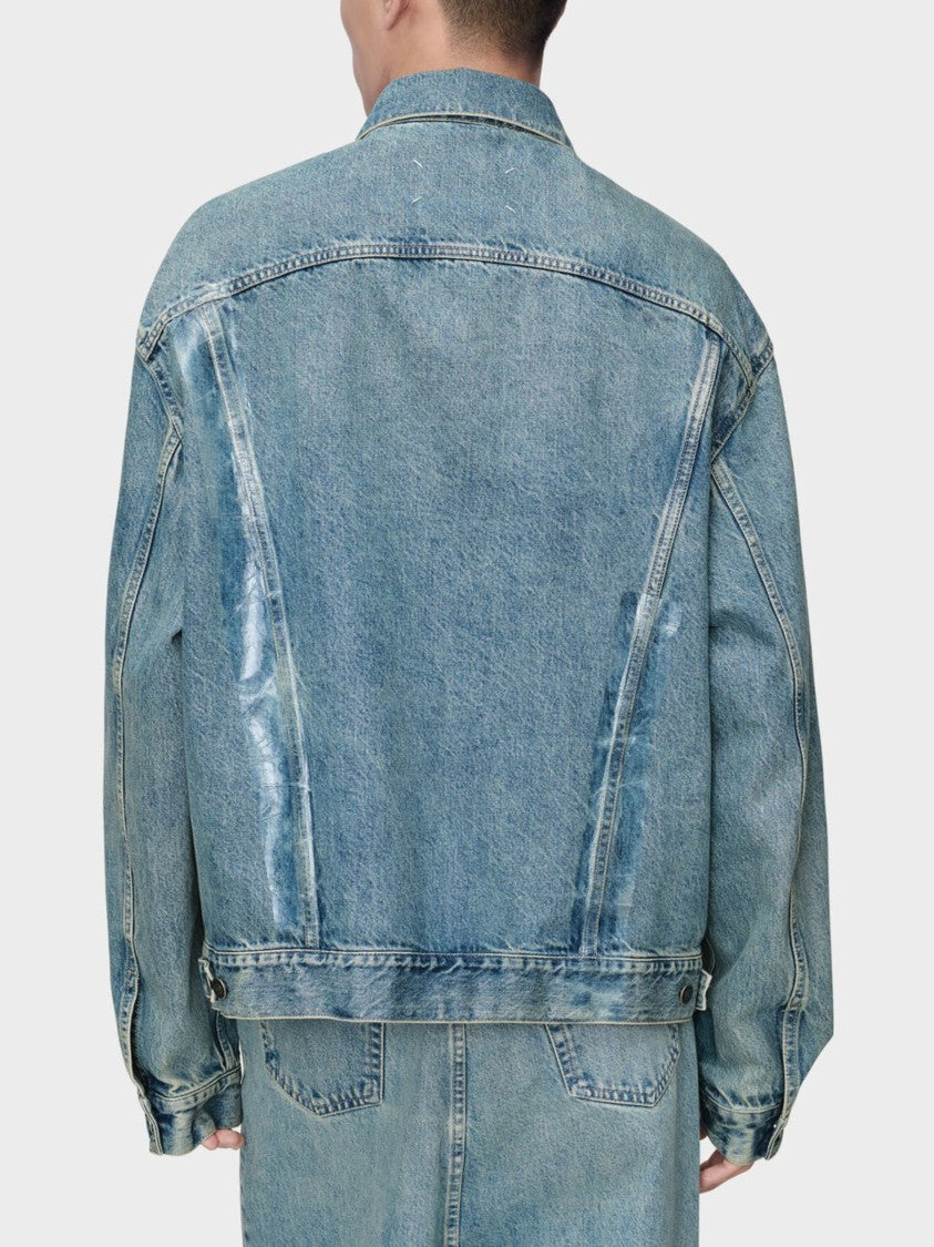 Maison Margiela Light Blue Hand-Painted Denim Casual Jacket