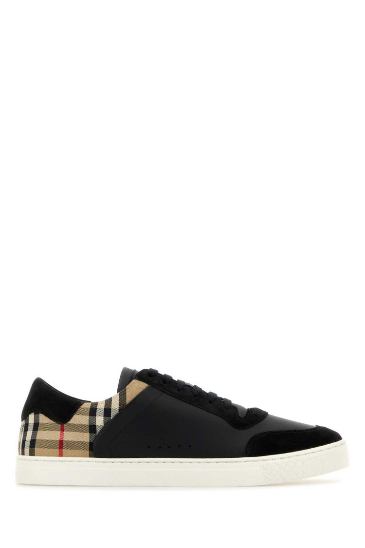 Burberry Black Leather And Fabric Sneakers
