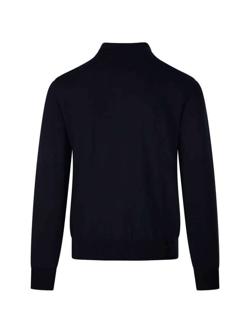 Altea Blue Long-Sleeve Tailored Cotton Polo