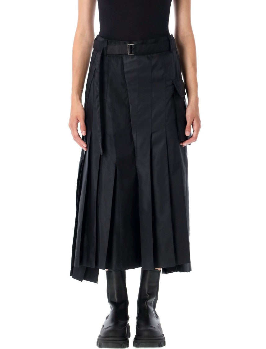 Sacai Pleated Midi Skirt With Cargo Pocket