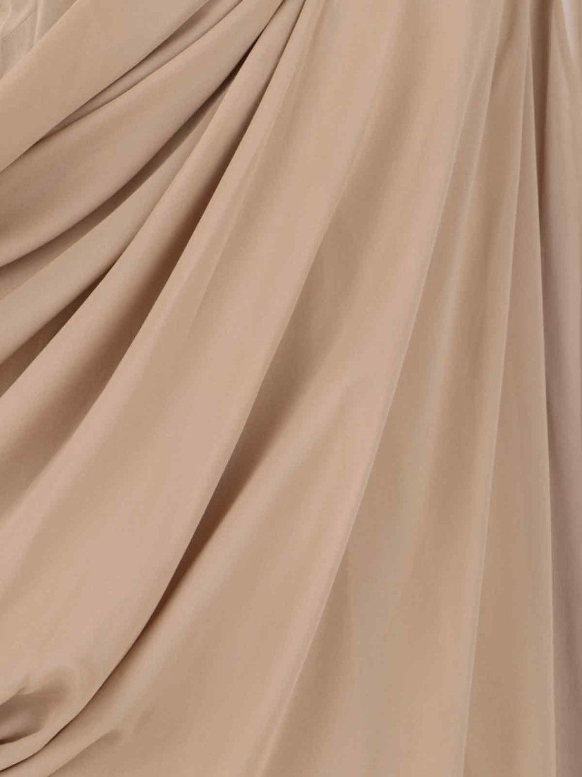Khaite Taj Draped Maxi Dress In Beige Silk Chiffon