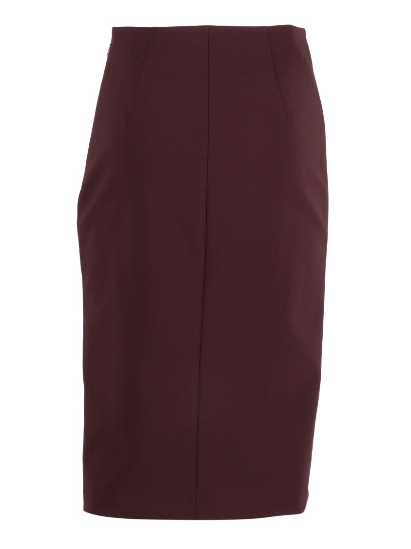 Elisabetta Franchi Burgundy High Waisted Buckle Mini Skirt