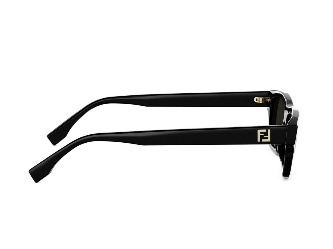 Fendi Black Fe40199i Bold Rectangular Acetate Sunglasses