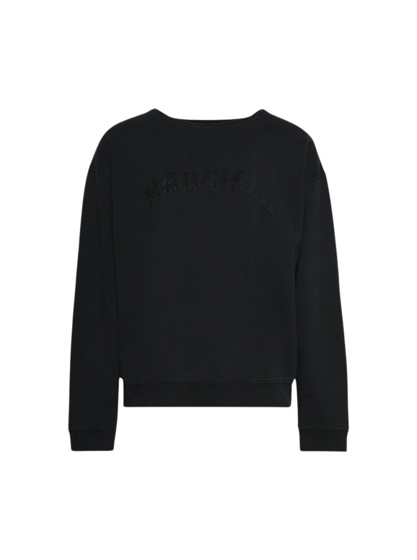 Maison Margiela Vintage Effect Organic Cotton Fleece Logo Sweatshirt