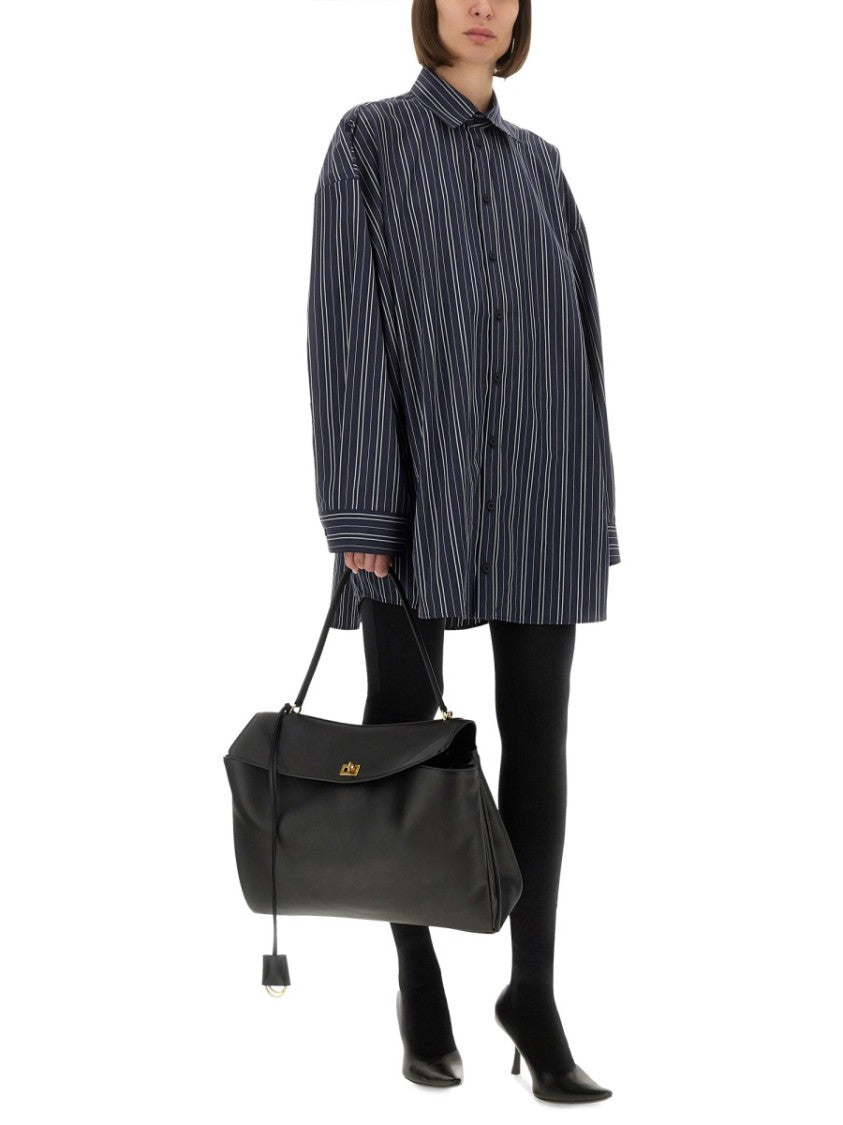 Balenciaga Contrasting Stripe Oversized Cotton Shirt