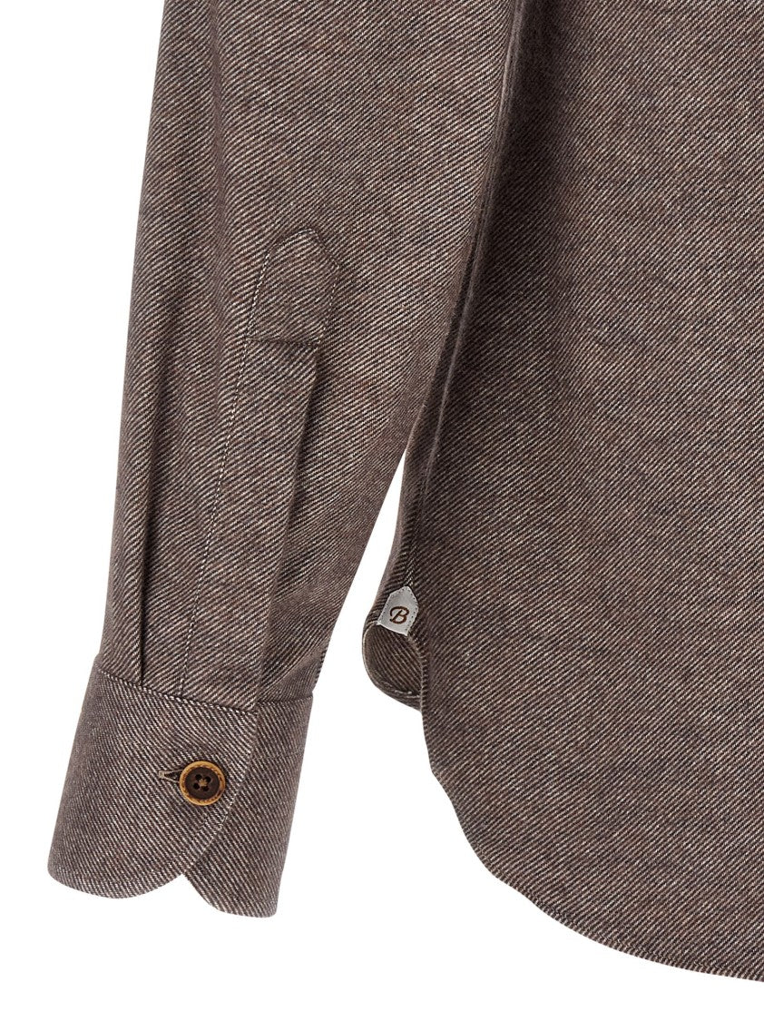 Borriello Micro Striped Mélange Cotton Flannel Shirt