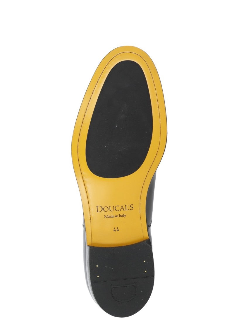 Doucal's Black Smooth Leather Lace-Up Shoes