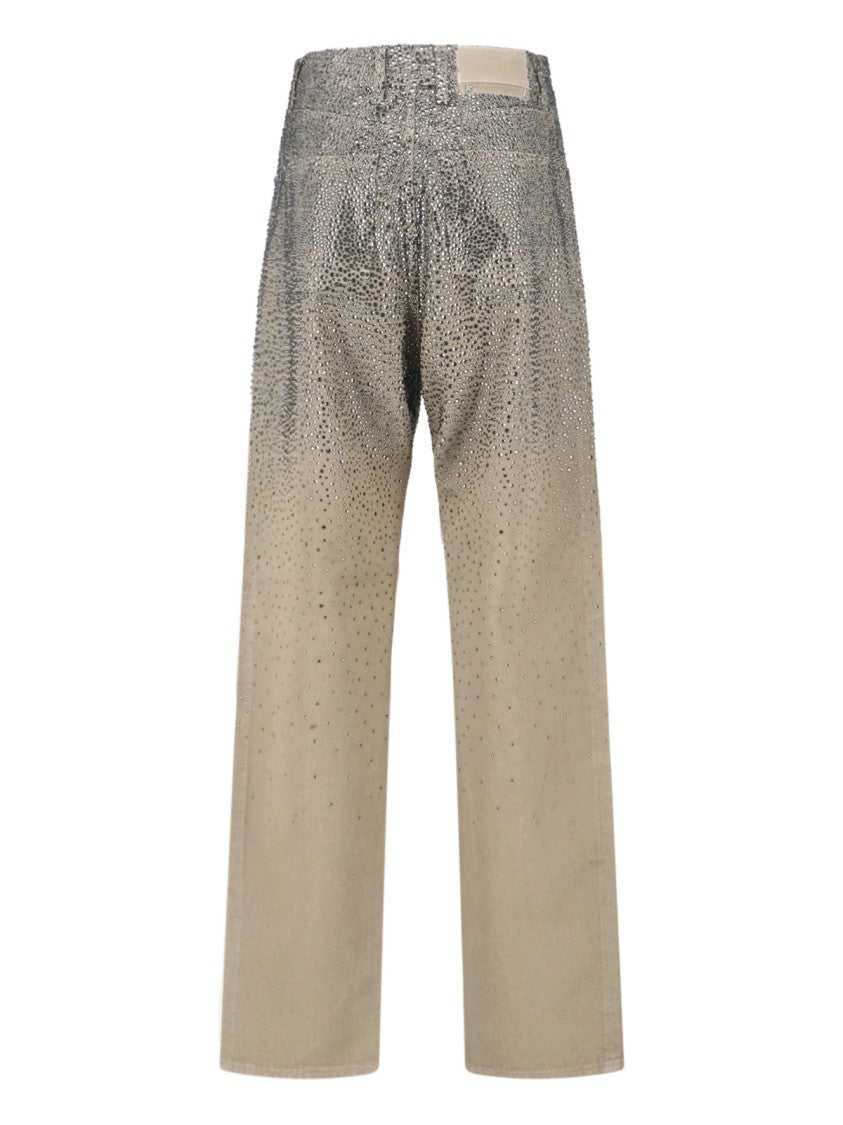 Golden Goose Straight-Leg Jeans With Rhinestones – Beige