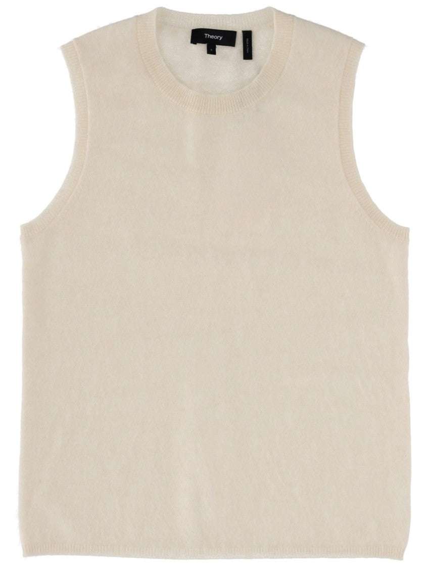 Theory Sleeveless Boxy Ribbed Cashmere Tank Top