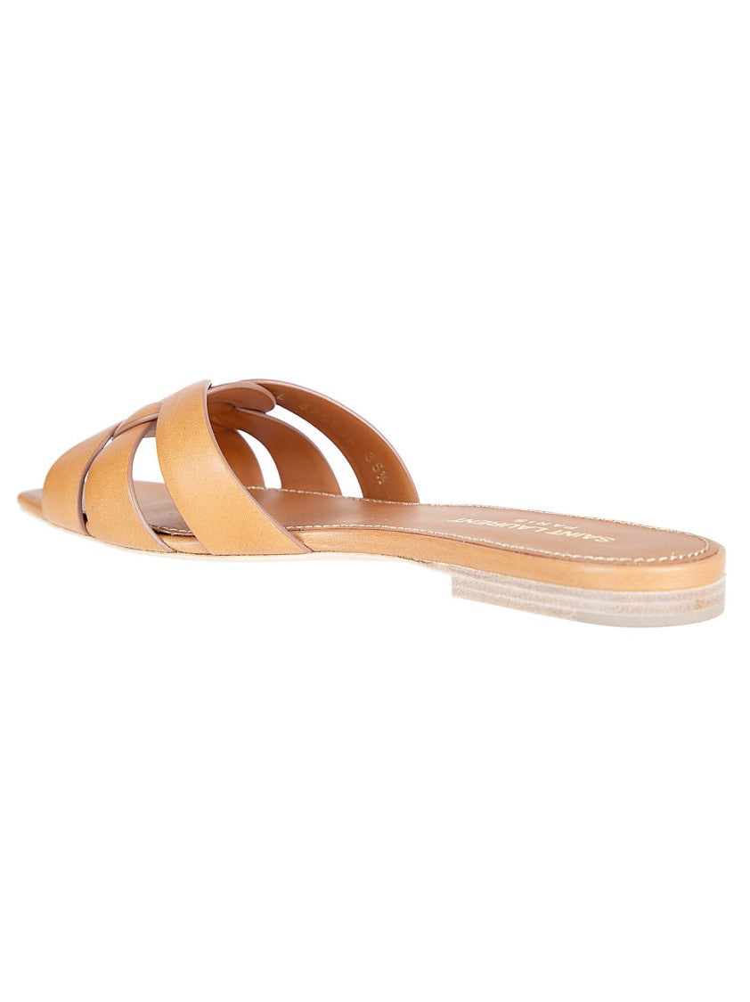 Saint Laurent Flat Slip-On Sandals With Intricately Woven Straps