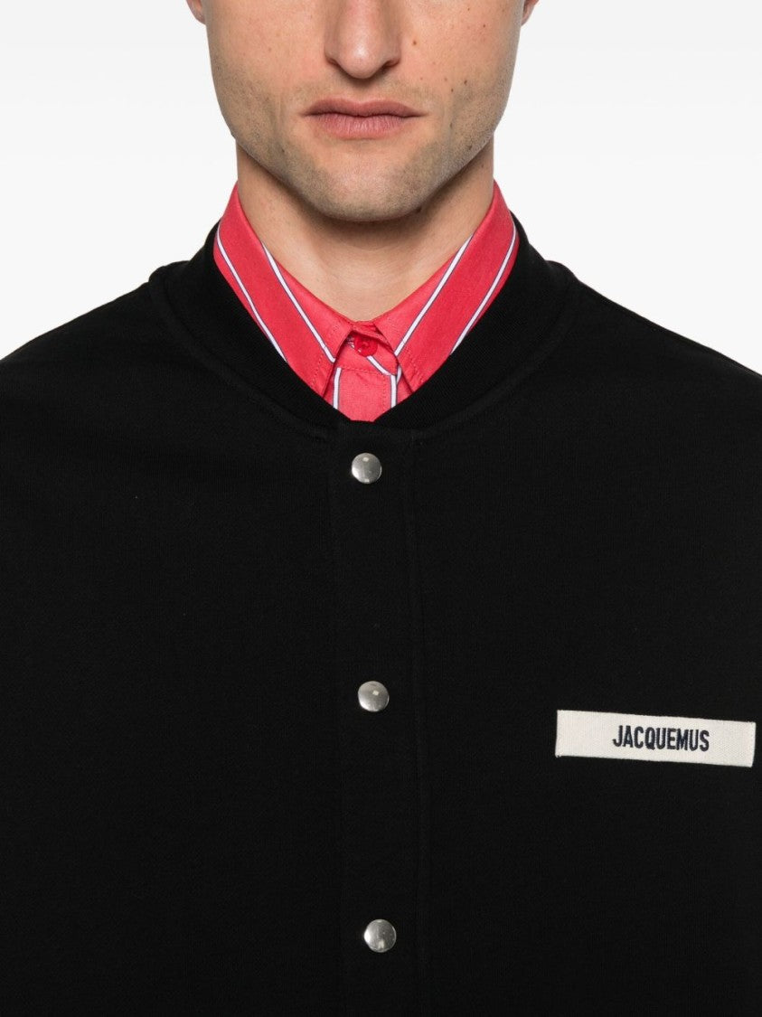 Jacquemus Button-Up Black Sweater With Ribbed Details