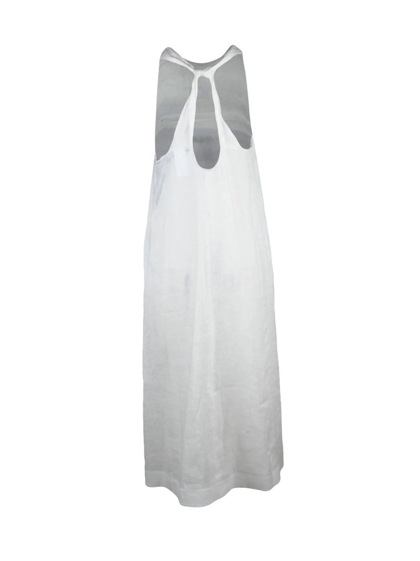Mm By Max Mara White Douglas Linen Women Dress