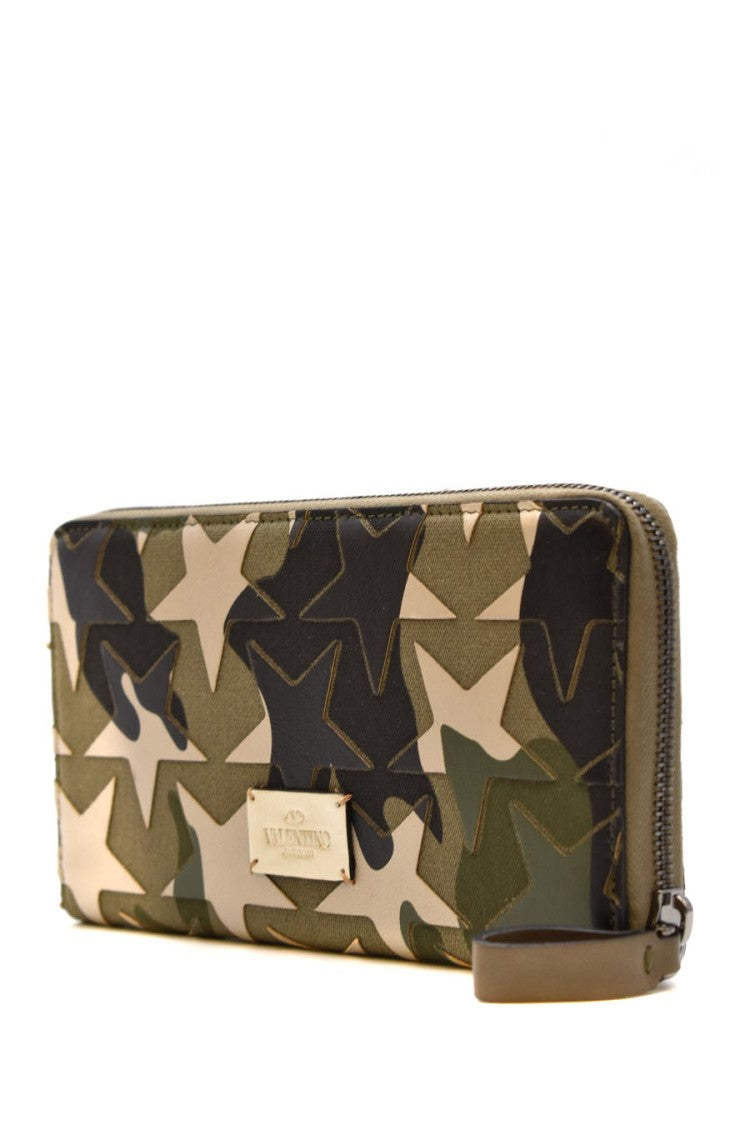Valentino Garavani Military Green Camouflage Star Print Fabric Shoulder Bag