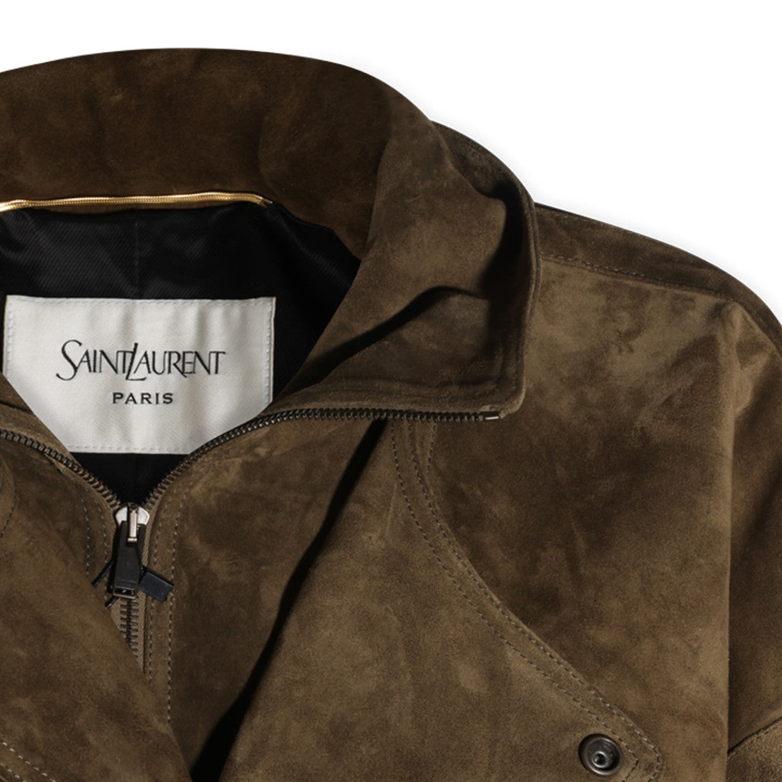 Saint Laurent Brown Zip Flap-Pocket Suede Relaxed-Fit Jacket